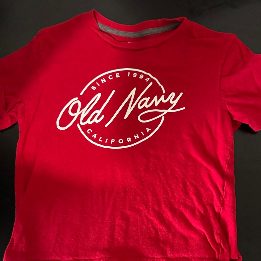 Old Navy Red Short Sleeve Tee Vibrant Cotton Crew Neck